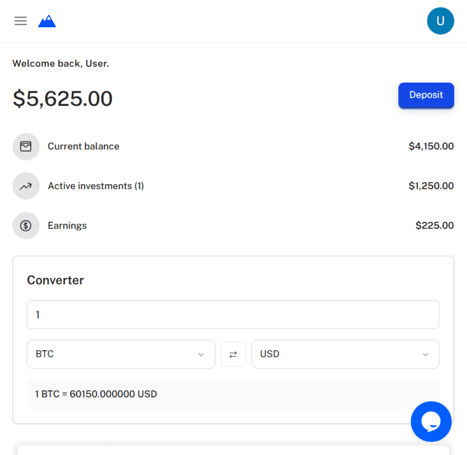 Ever Ridge Holdings dashboard on mobile